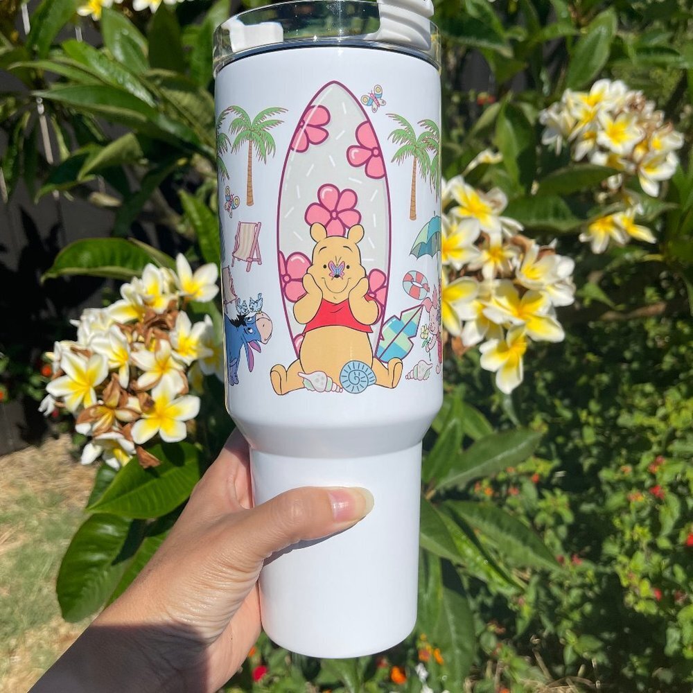 Disney Winnie the Pooh Beach Surfboard Brand  40 oz Tumbler double wall stainles